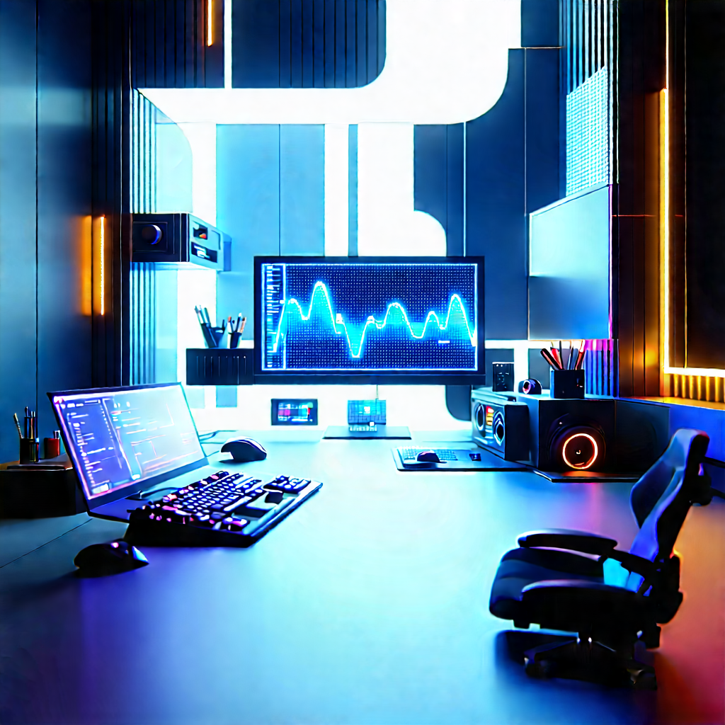Futuristic Digital Workspace With Image, There
