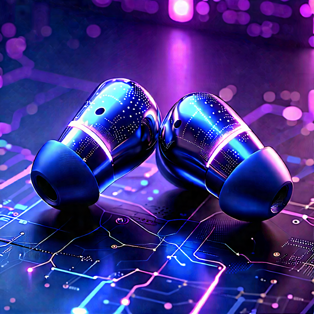 Wireless Earbuds With Data Visualization With Image, There