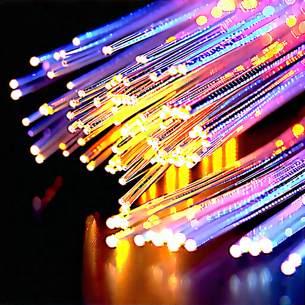 Close-up Of Fiber Optic Cables With Close-up Bunch