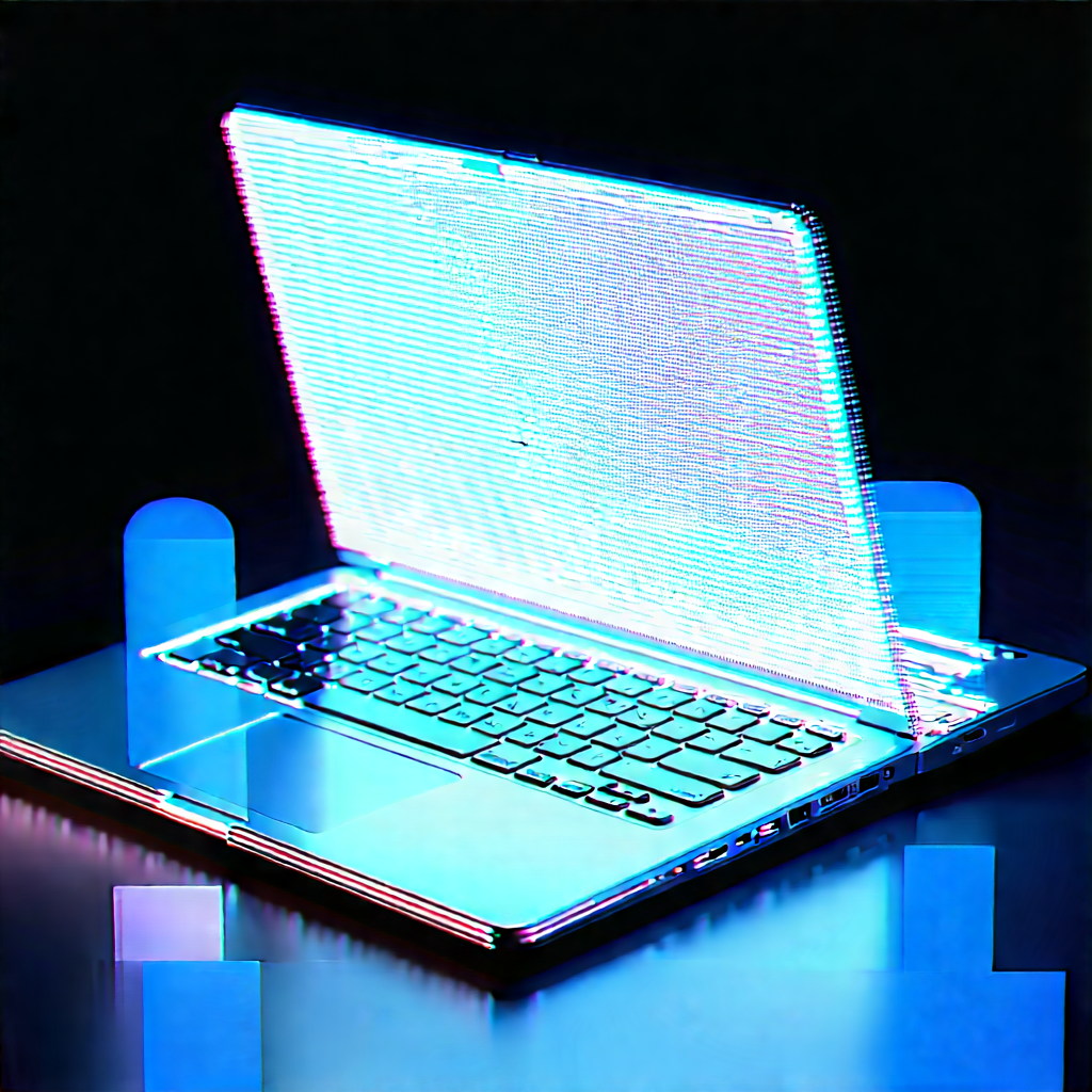 Laptop with glowing screen