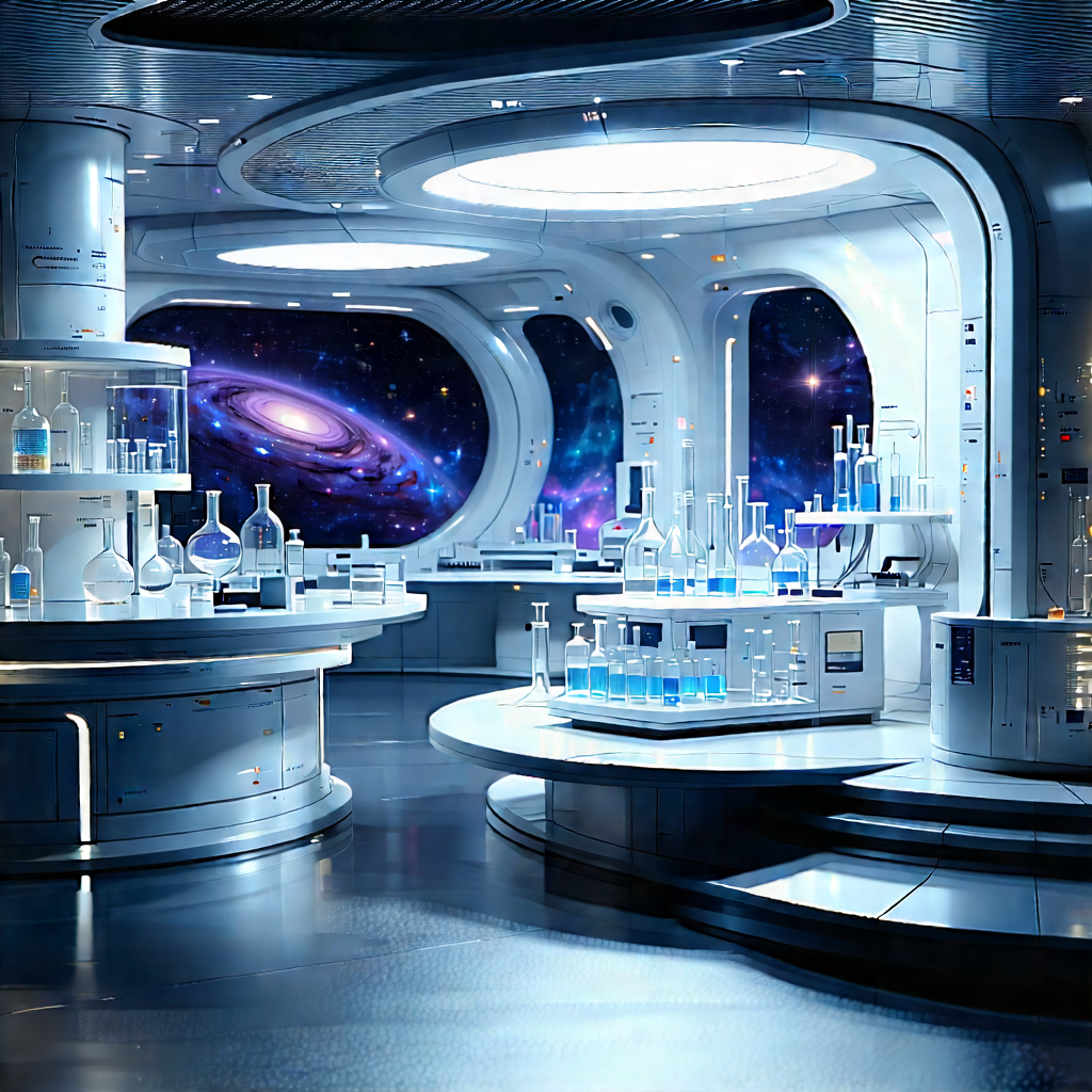 Futuristic Research Laboratory With Image, There