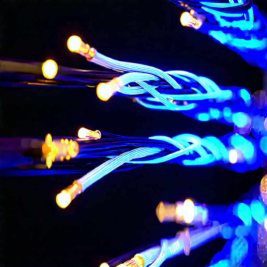 Close-up Of Fiber Optic Cables With Close-up Blue