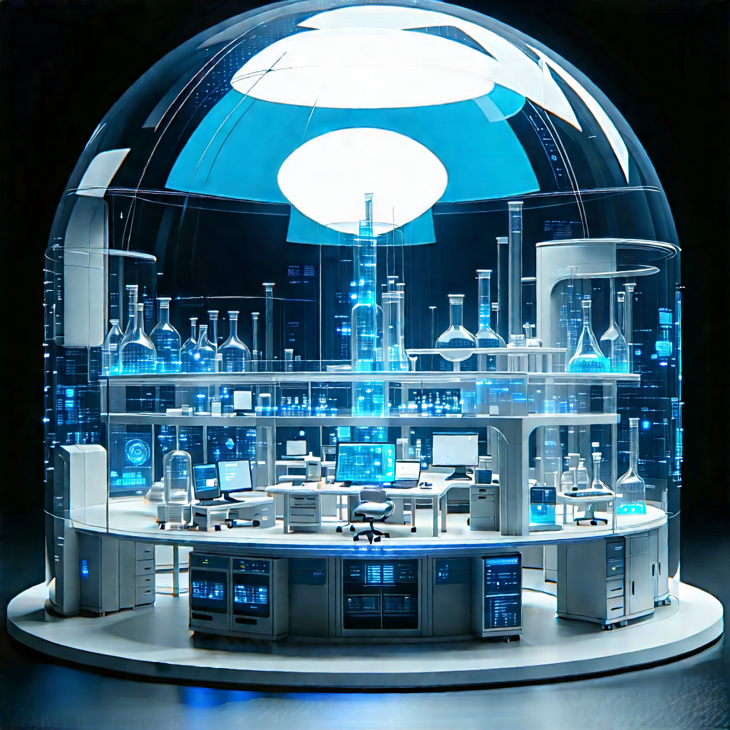 Futuristic Research Laboratory With Image, There