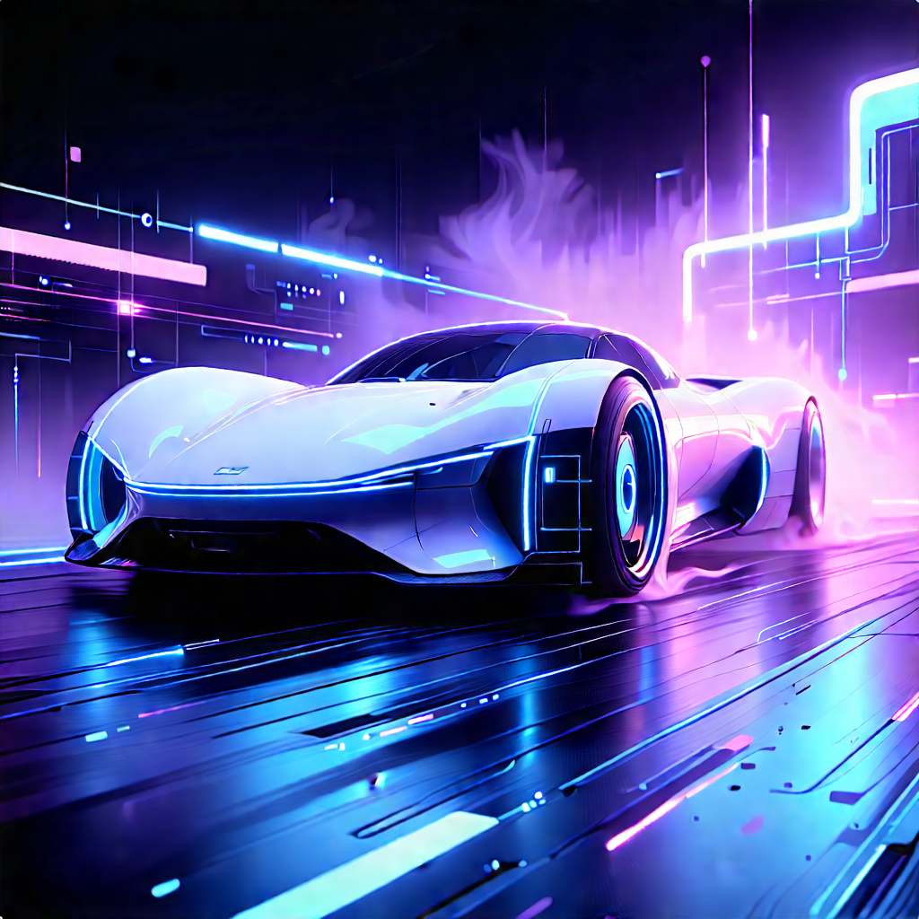 Innovative Electric Vehicle Design With Futuristic, Neon-colored