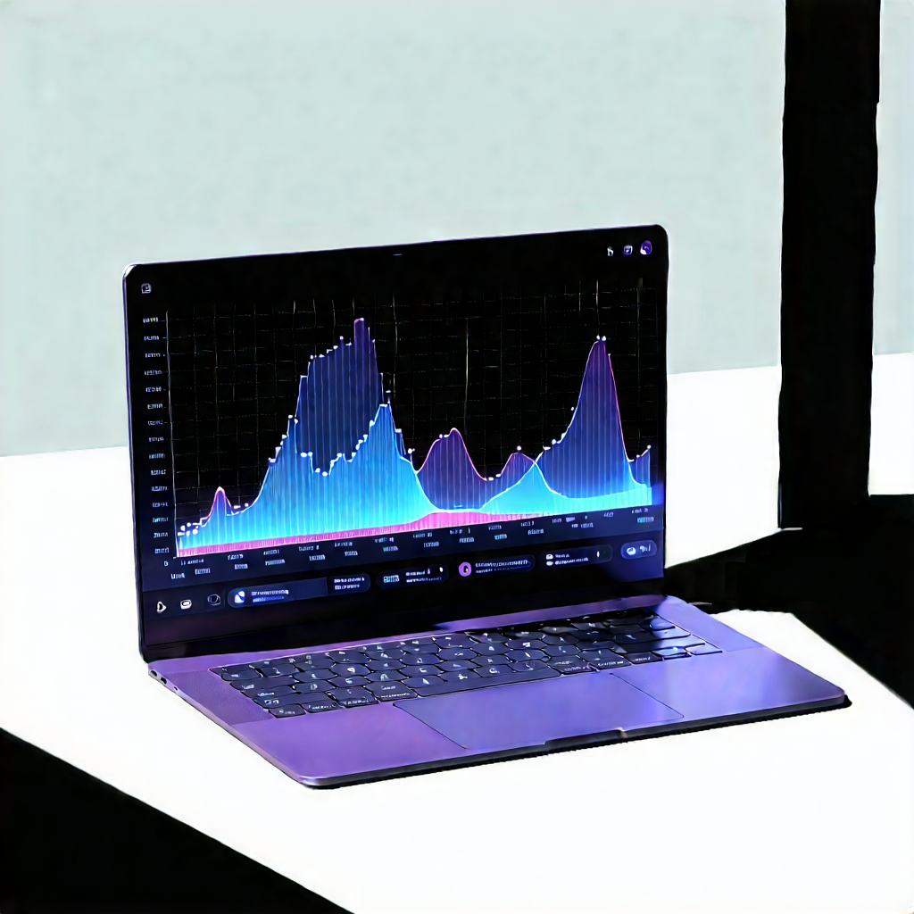 Laptop With Data Visualization With Laptop Computer