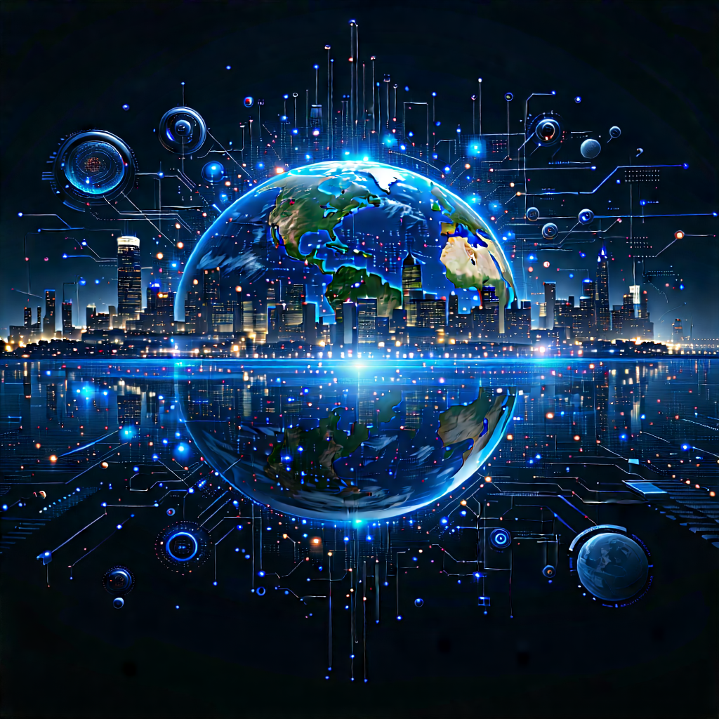 Artificial Intelligence Visualization With Blue White