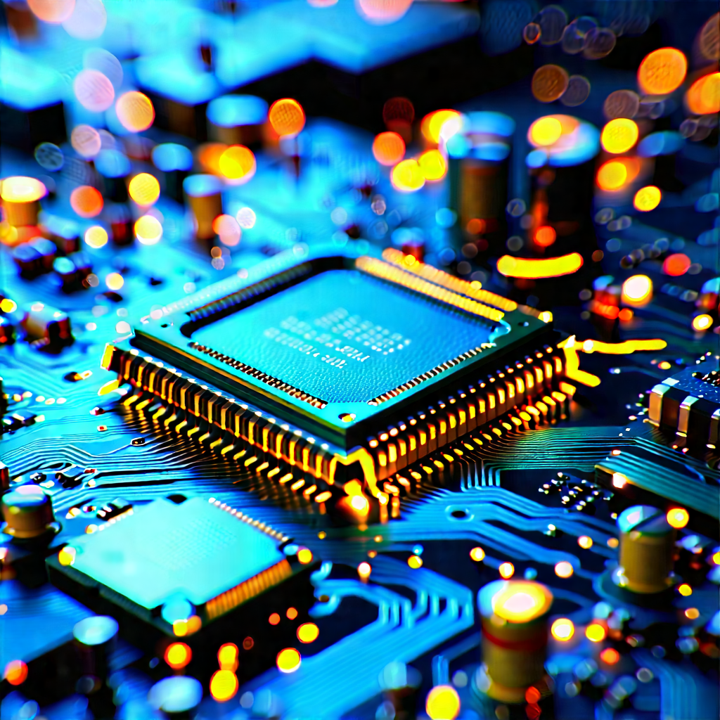 Close-up Of Electronic Circuit With Close-up Computer