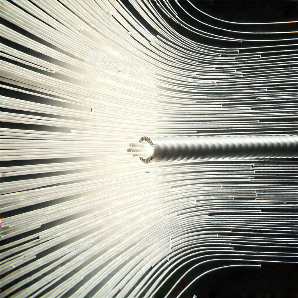 Close-up of fiber optic cables