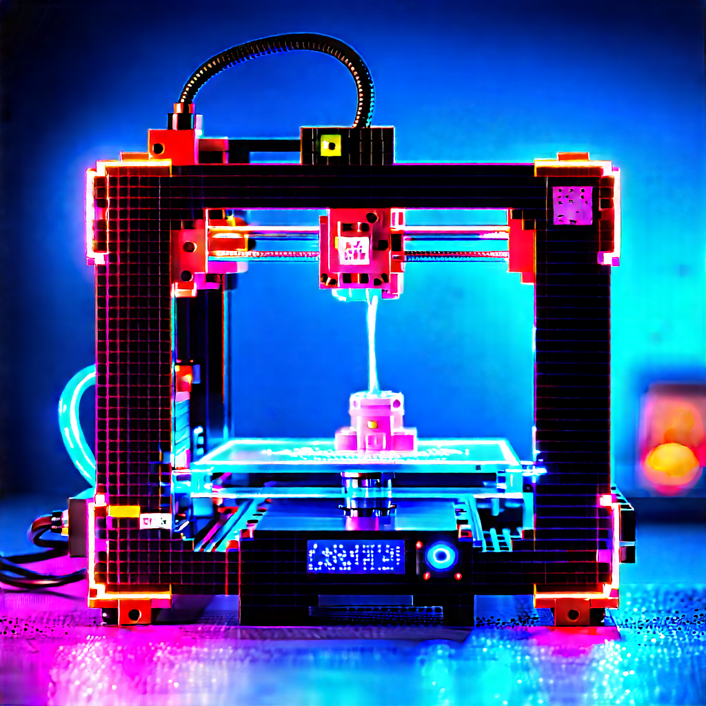 3d Printer With Neon Accents With Printer Shown