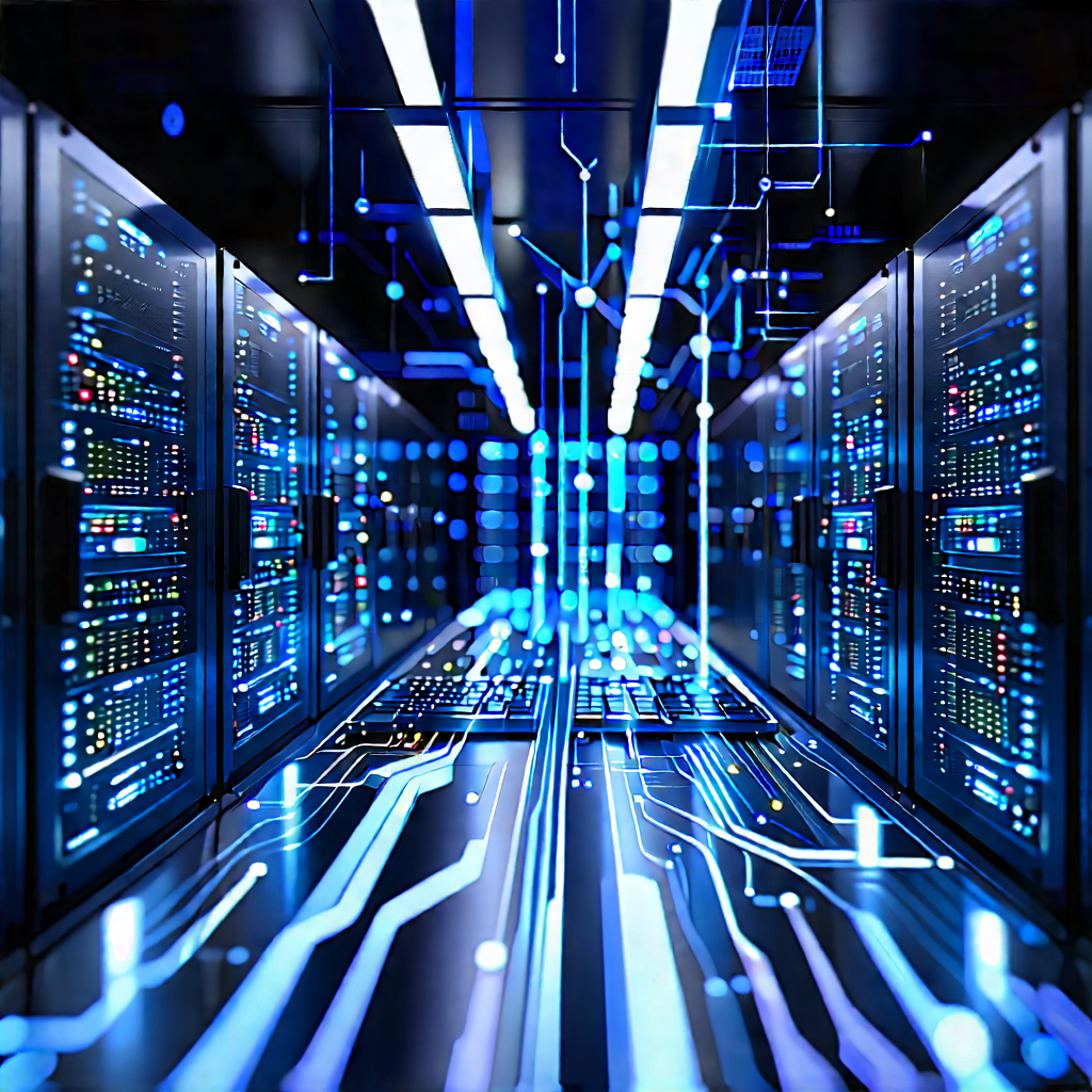 Server rack with data streams