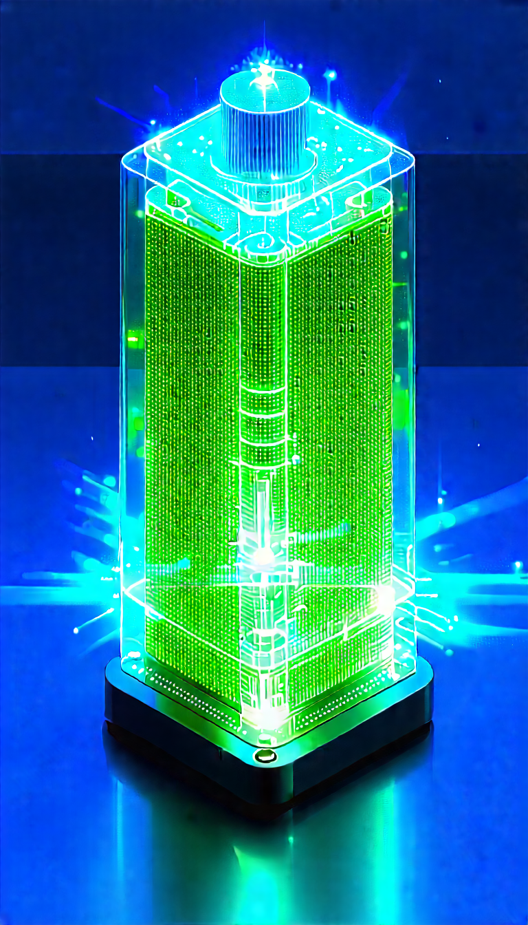 Quantum computer with blue light glow