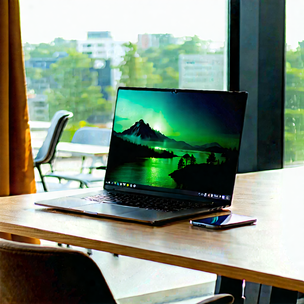 Laptop With Digital Artwork With Laptop Computer
