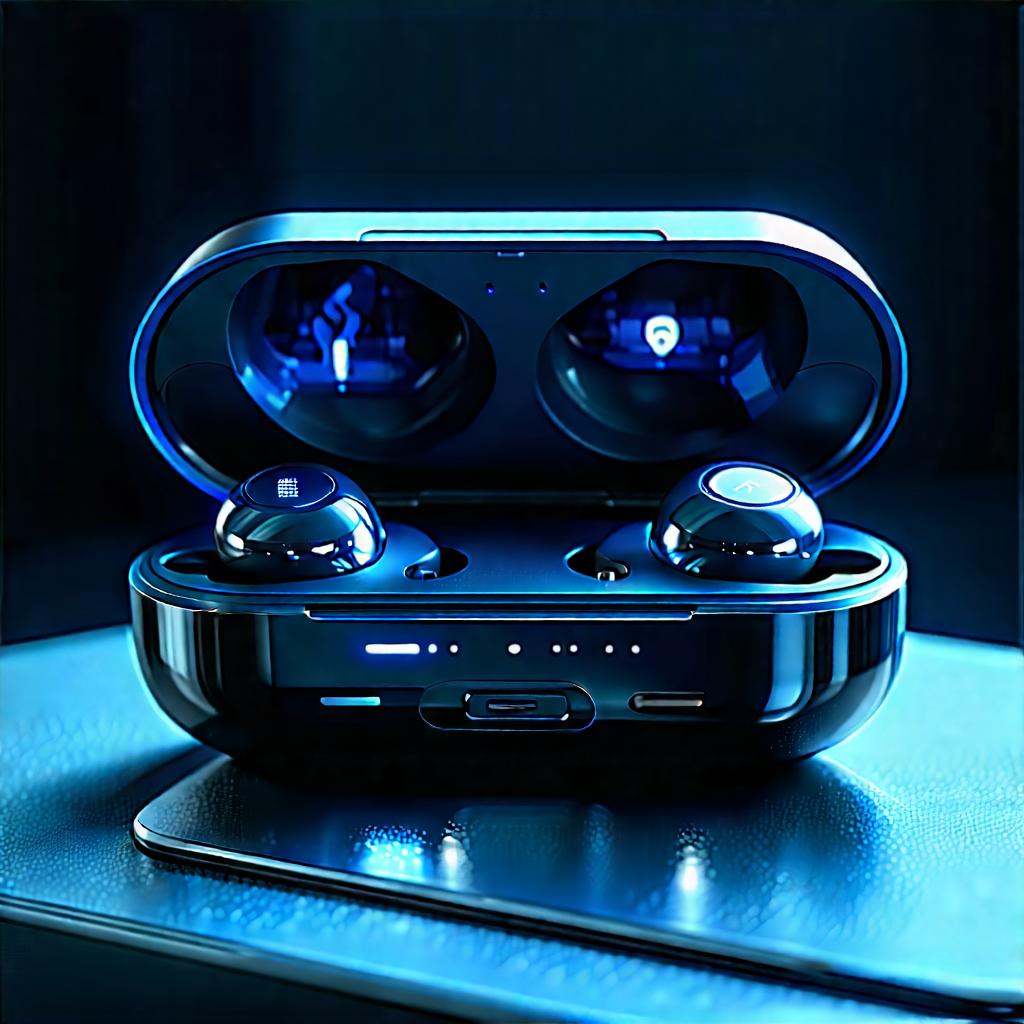 Wireless Earbuds With Glowing Screen With Pair Black