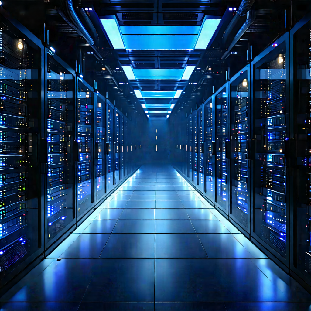 Futuristic Server Room With Large Room