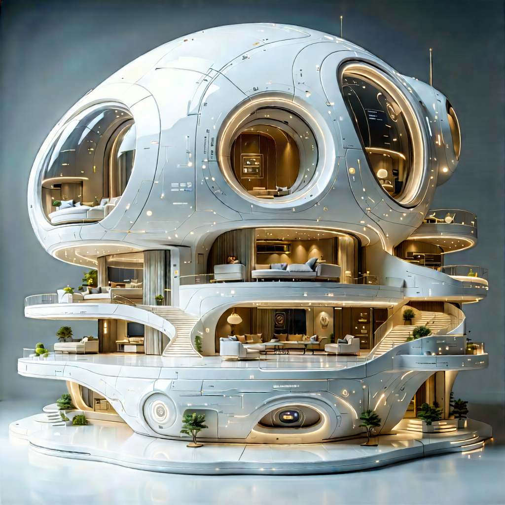 Futuristic Smart Home With Large White