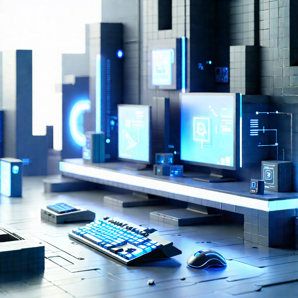 Futuristic Digital Workspace With Image, There