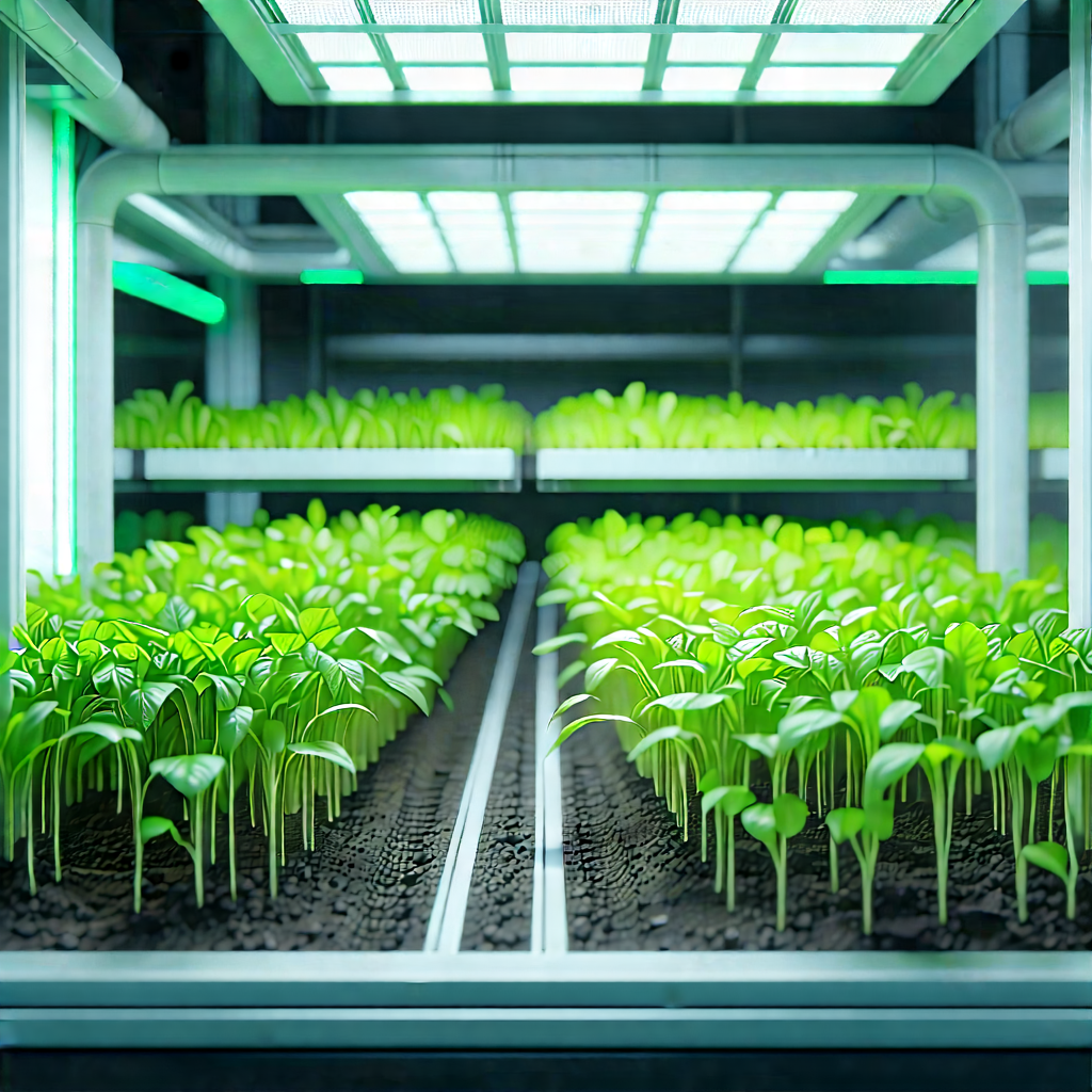 Agricultural Technology In Modern Laboratory With Greenhouse Filled