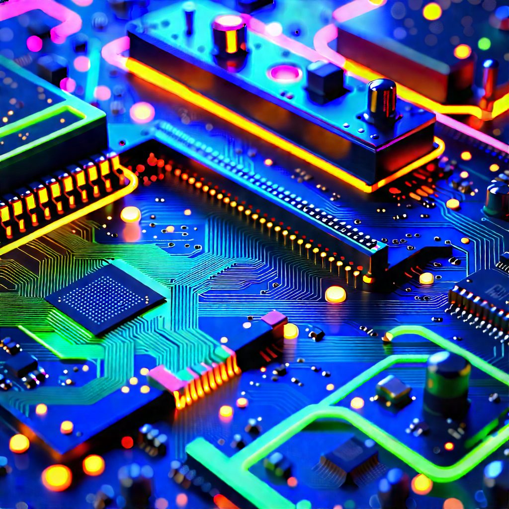 Circuit board with neon accents