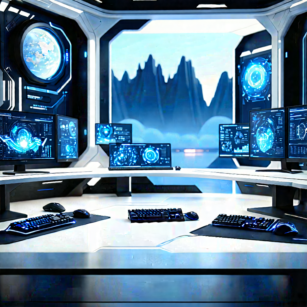 (futuristic:1.44) Digital Workspace With Image, There