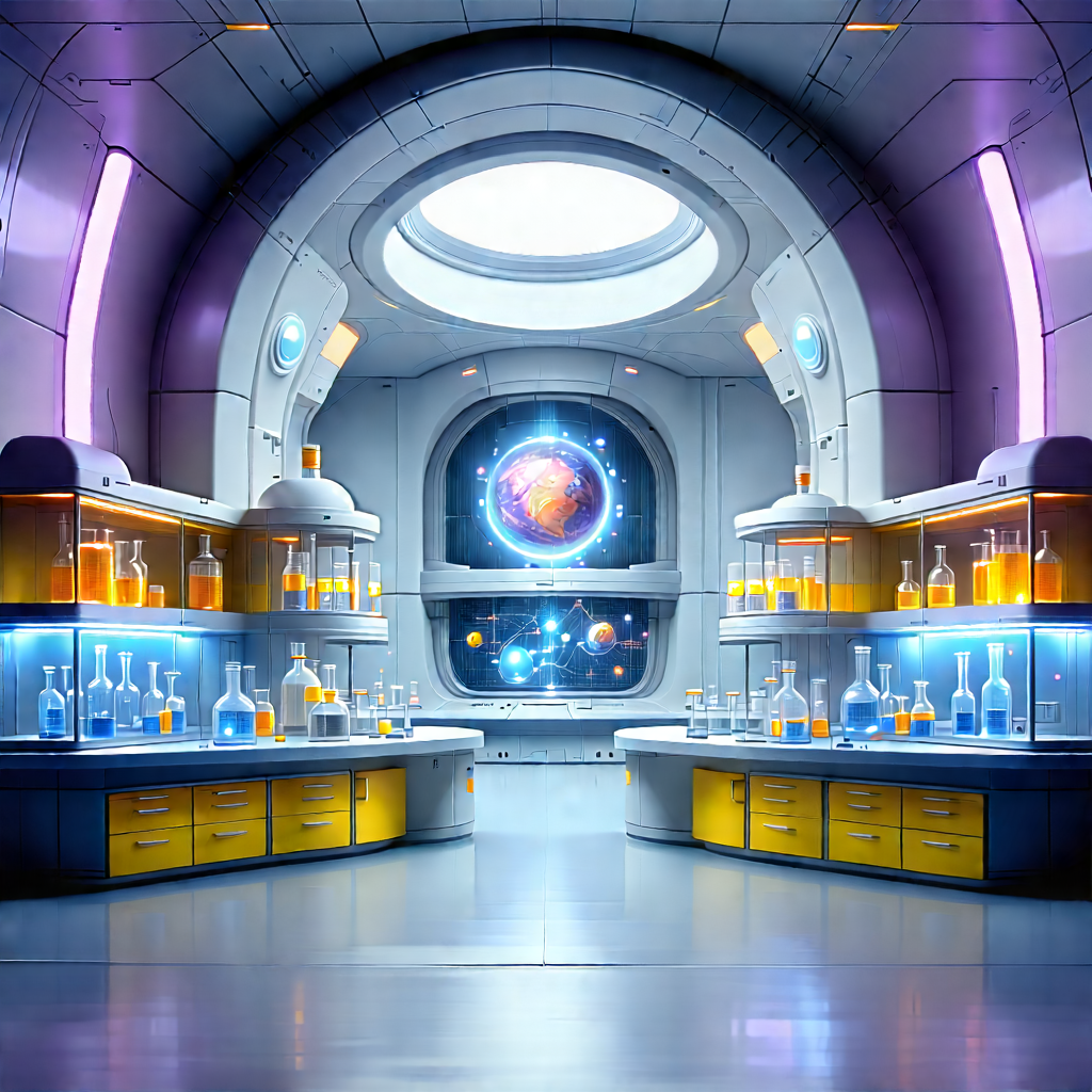 (futuristic:1.35) Research Laboratory With Image, There