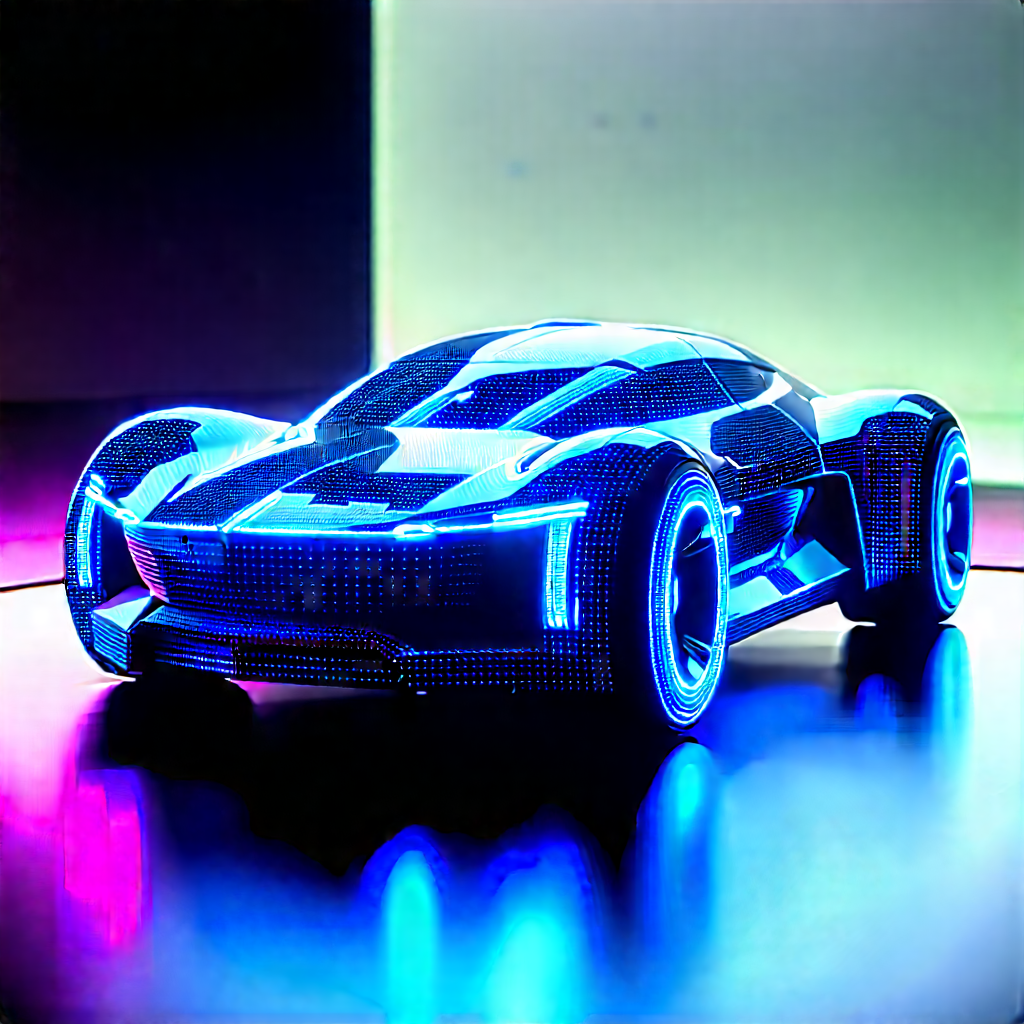 Innovative Electric Vehicle (design:1.18) With Blue Futuristic