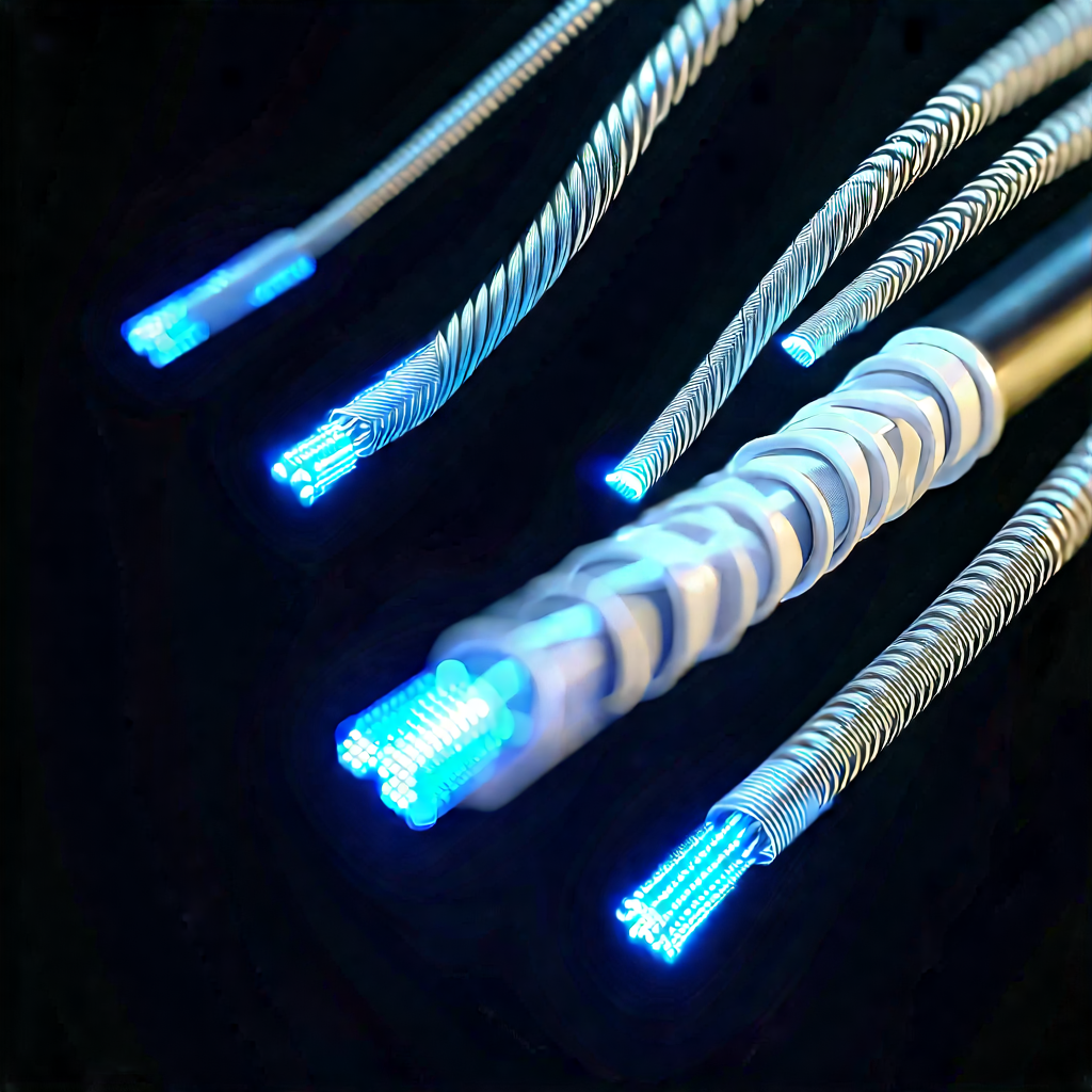 Close-up Of Fiber Optic Cables With Close-up Group
