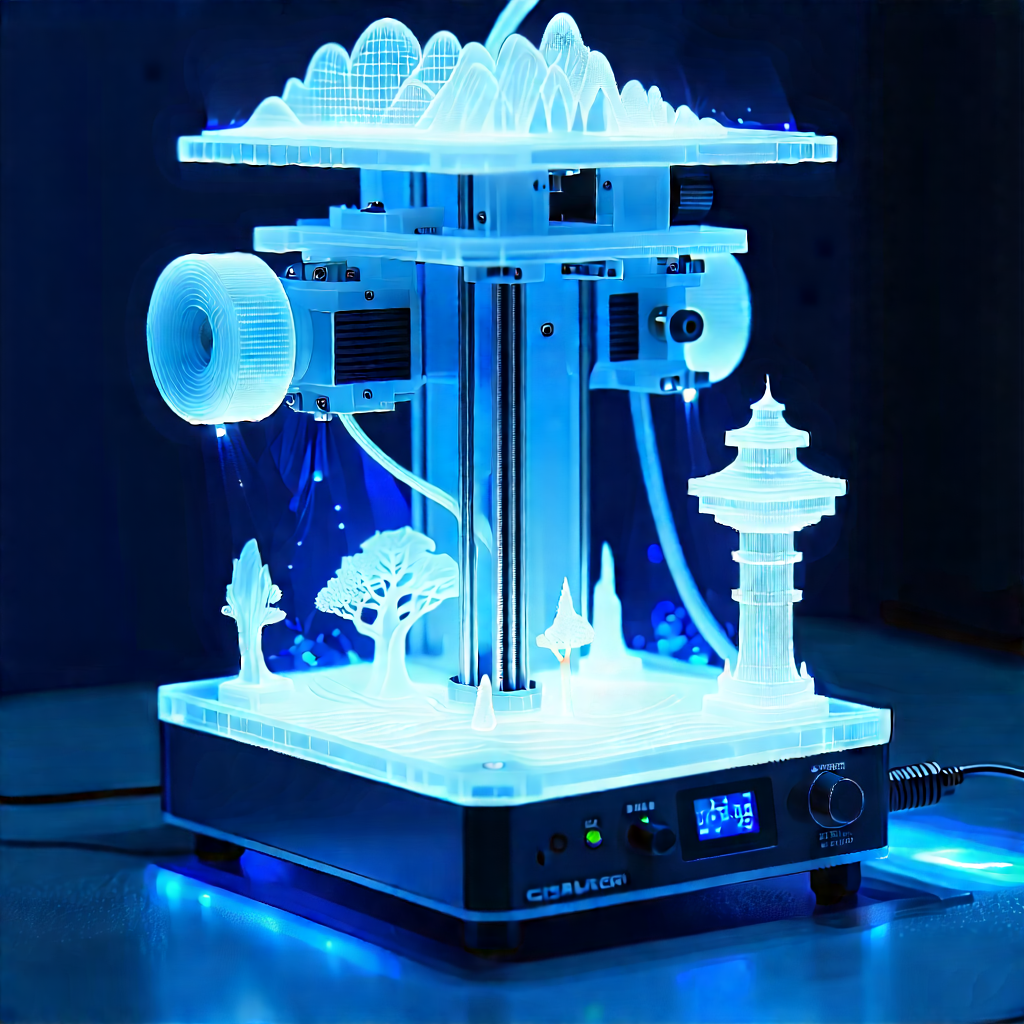 3d Printer With Holographic Projection With Blue White