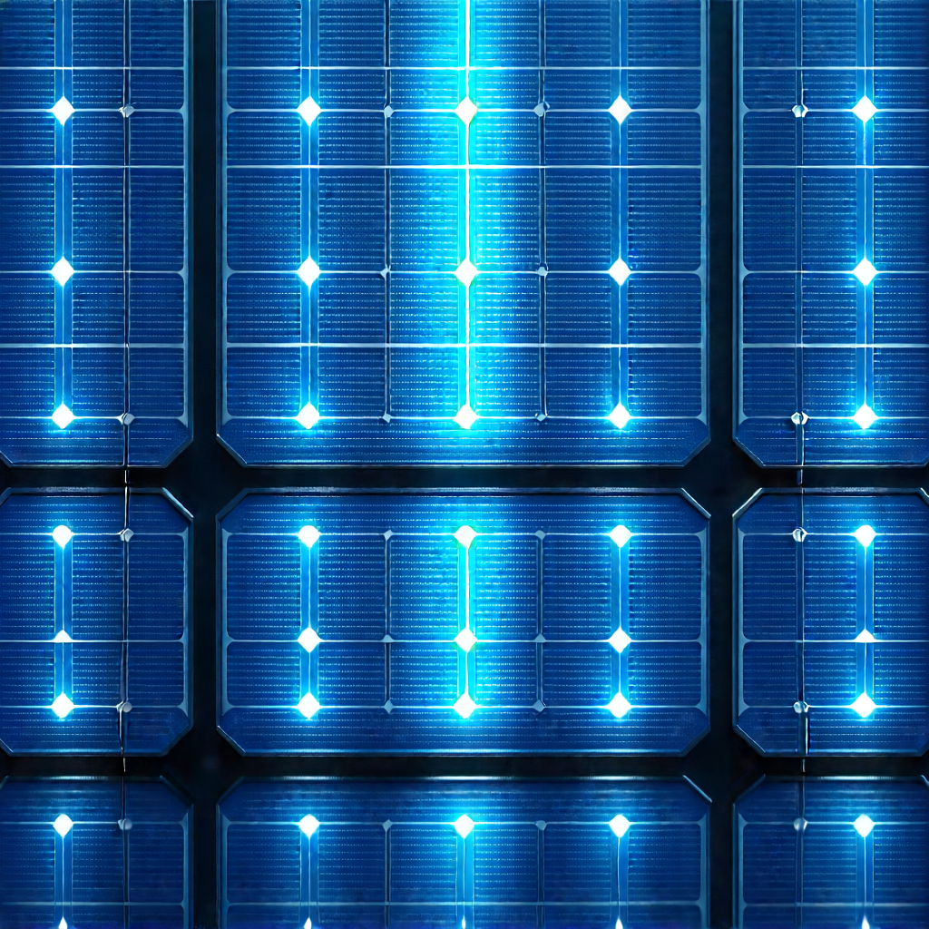 Solar Panel With Blue Light Glow With Large Blue