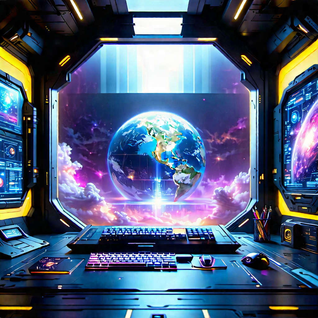 Futuristic digital workspace