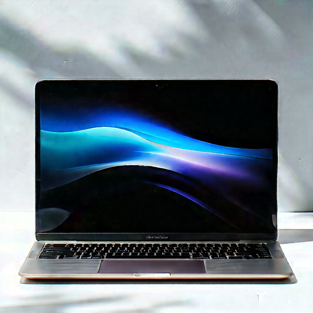 Laptop With Digital Artwork With Laptop Computer