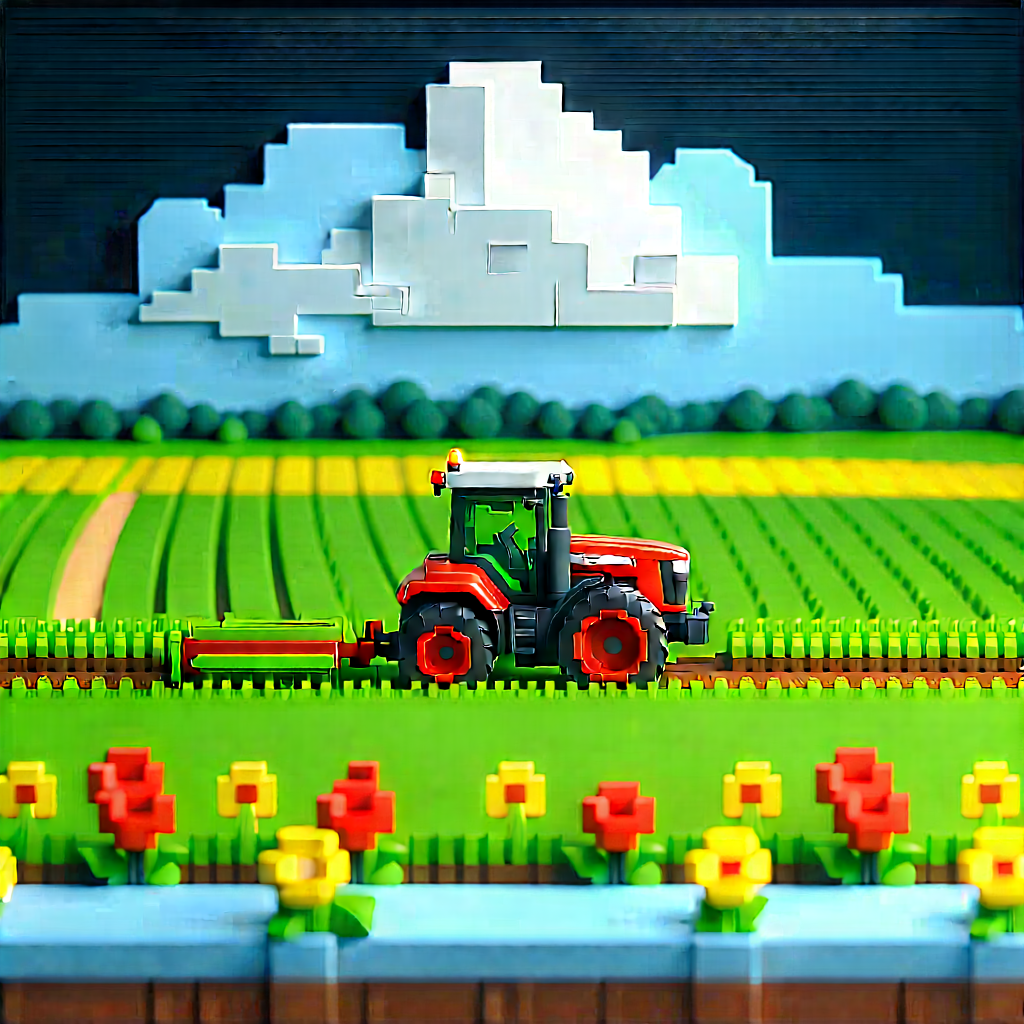 Agricultural Technology In Modern Laboratory With Tractor White