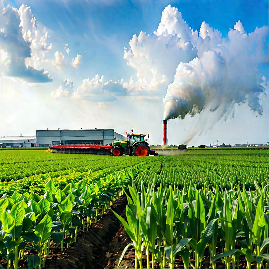 Agricultural Technology In Manufacturing Facility With Large Tractor
