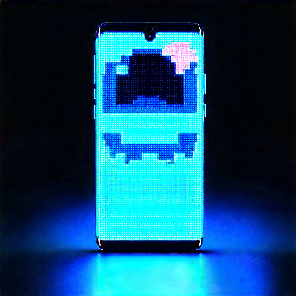 Smartphone with glowing screen