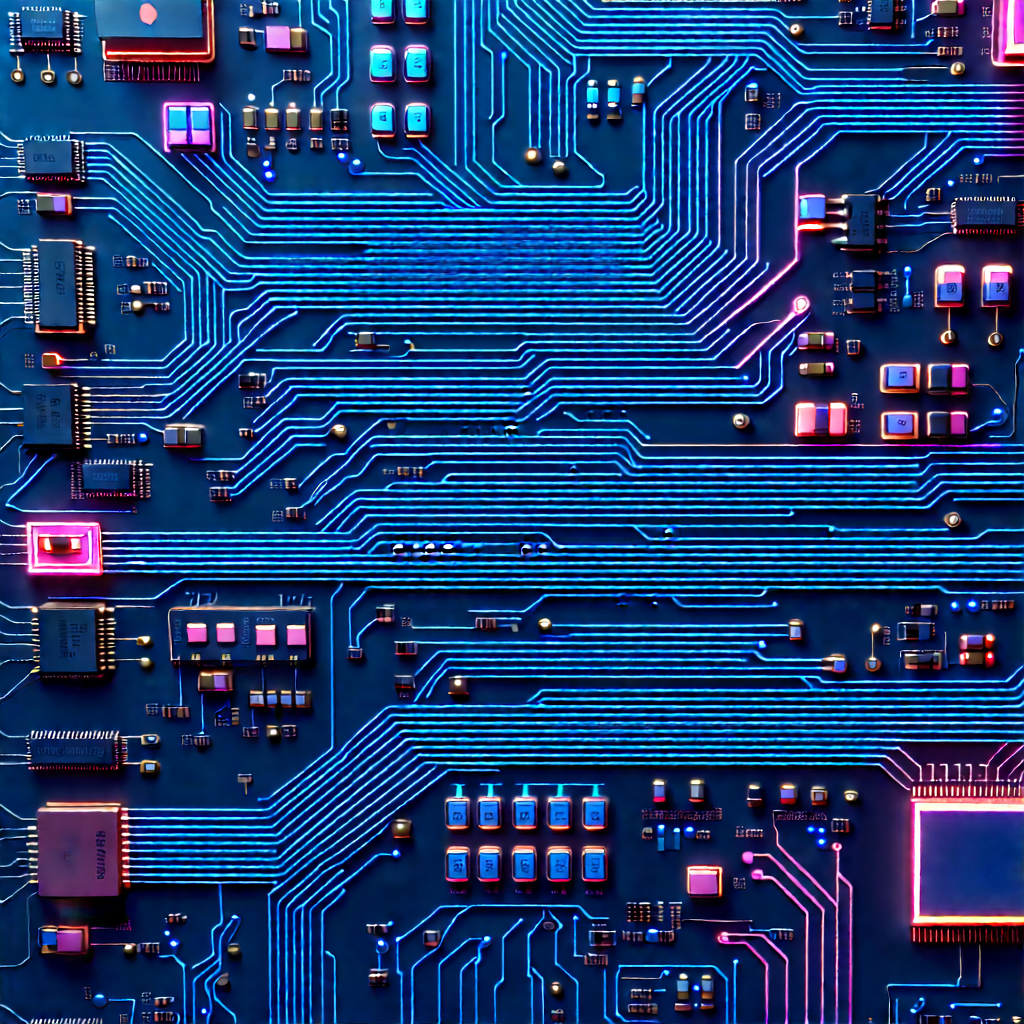 Circuit board with neon accents