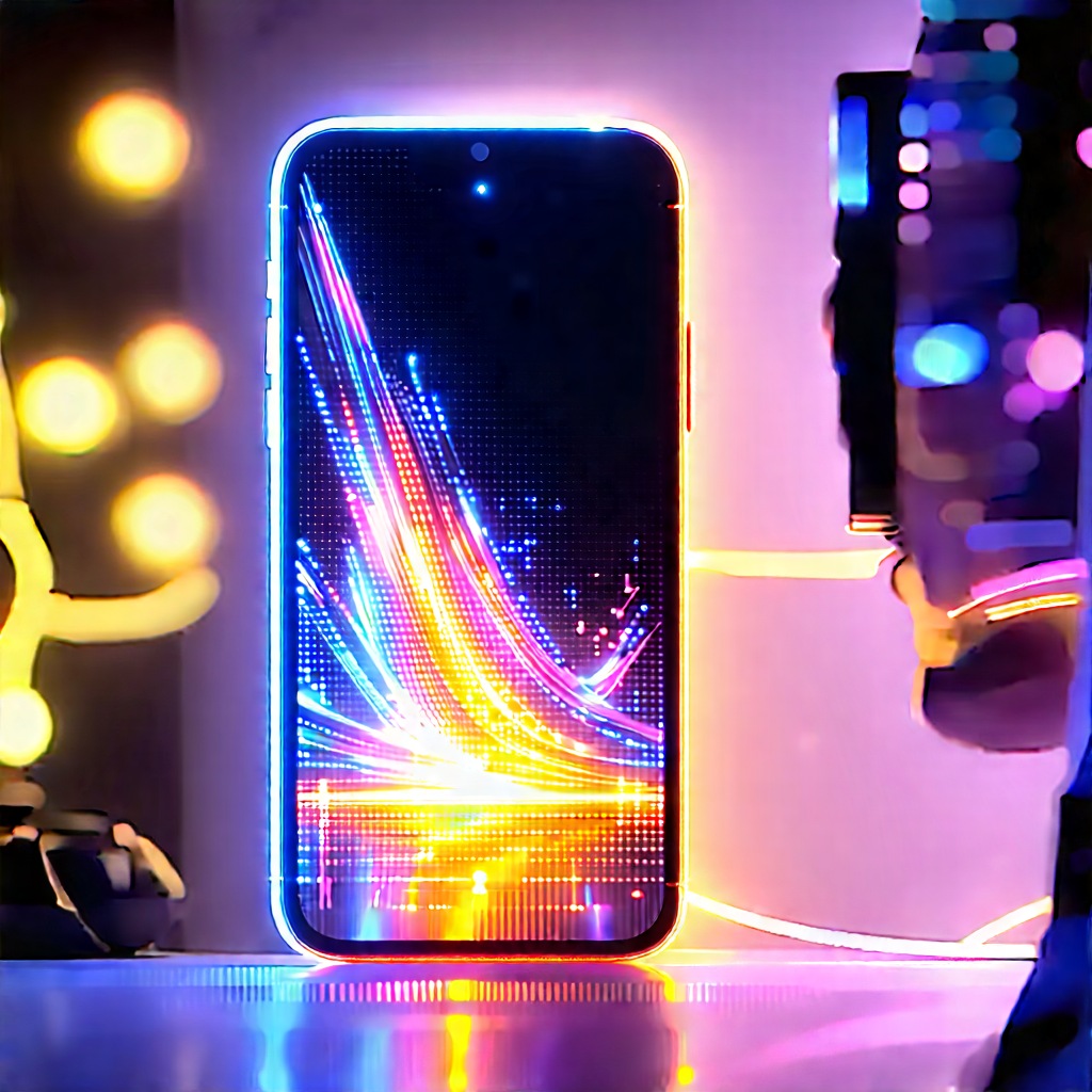 Smartphone With Glowing Screen With Cell Phone