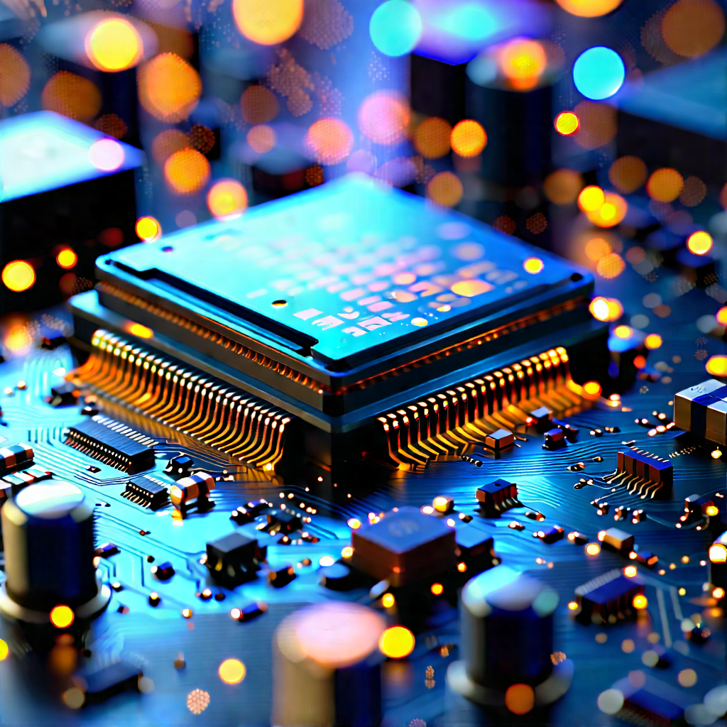 Close-up Of Electronic Circuit With Close-up Computer