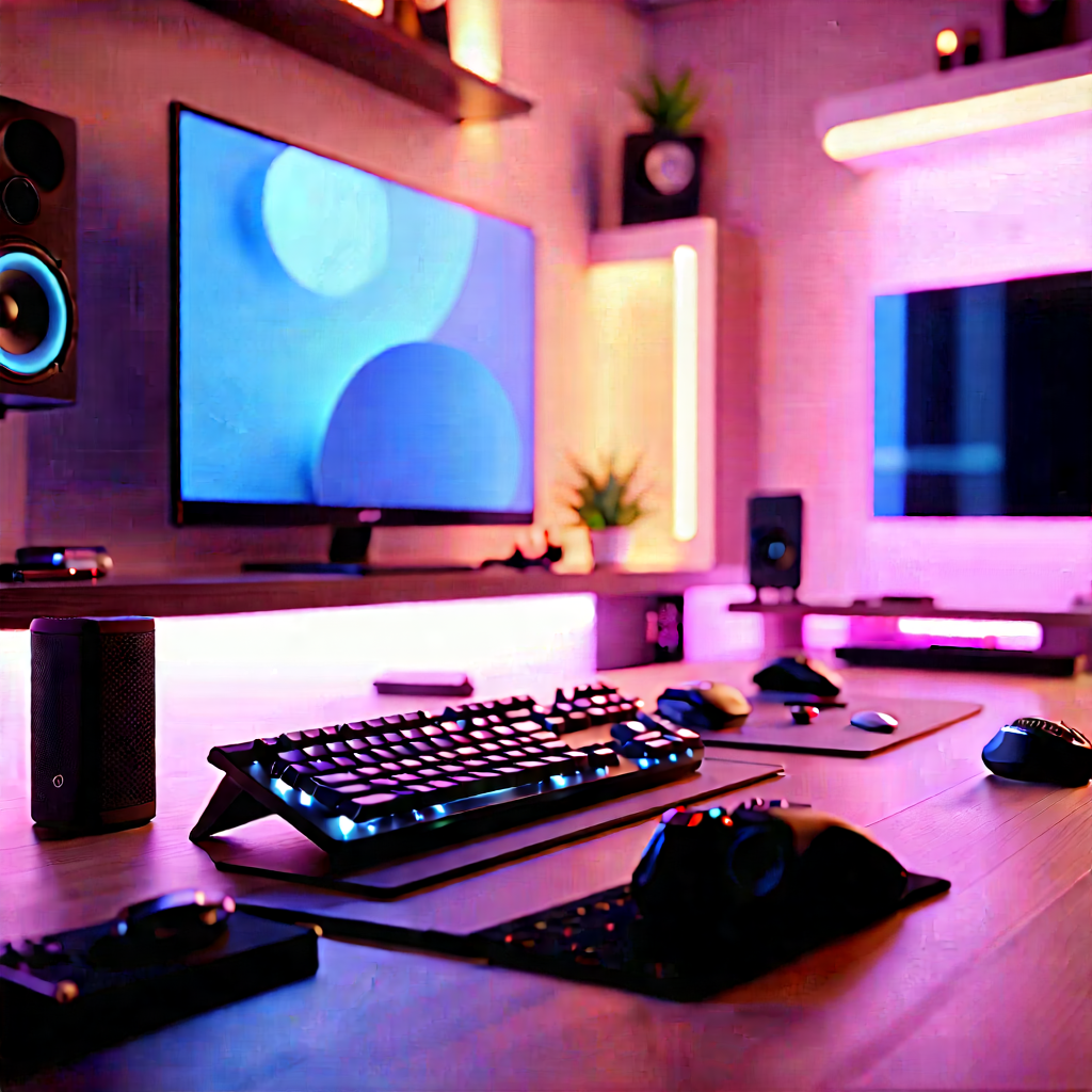 Entertainment Technology In Tech Office With Computer Desk