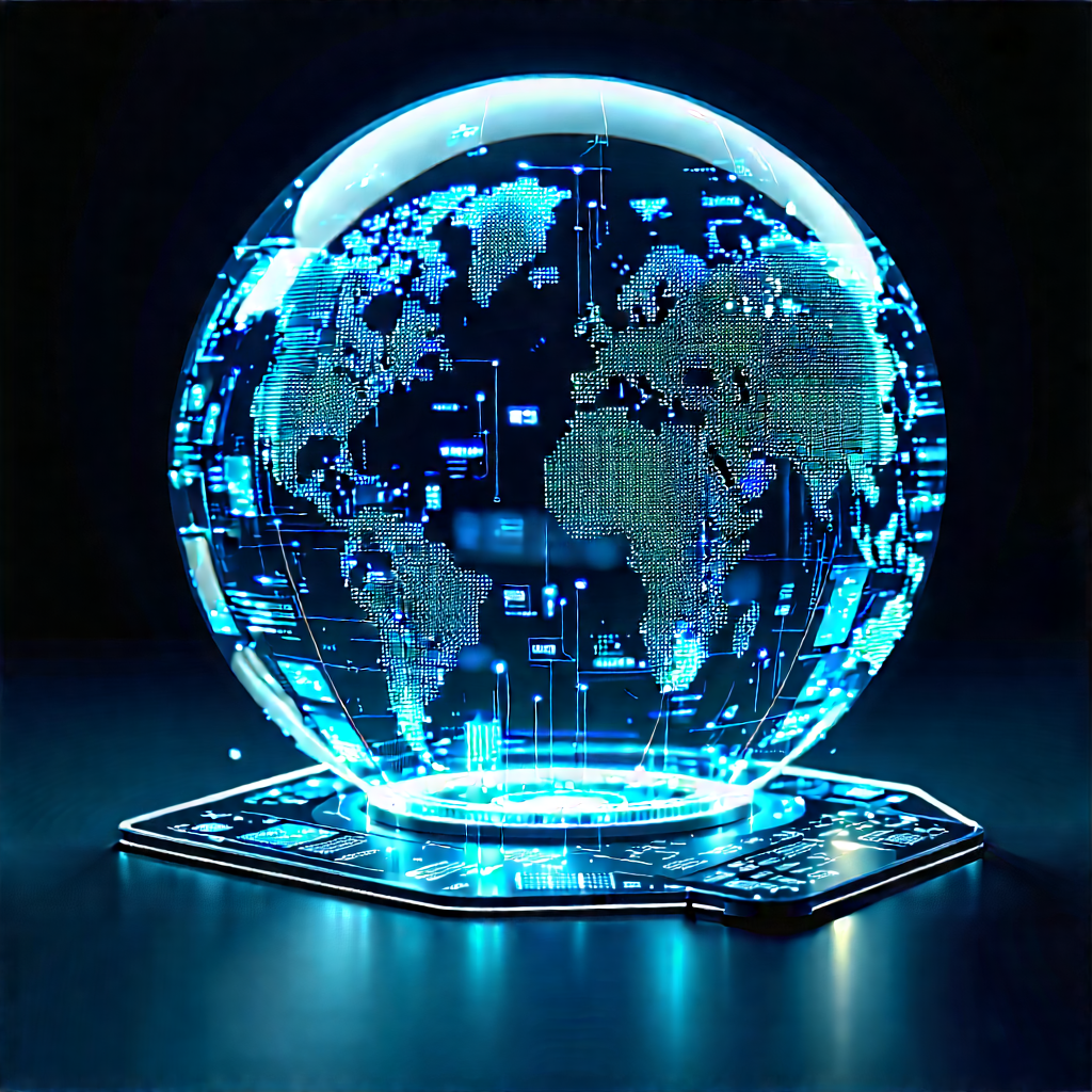 Big Data Visualization With Blue, Glowing