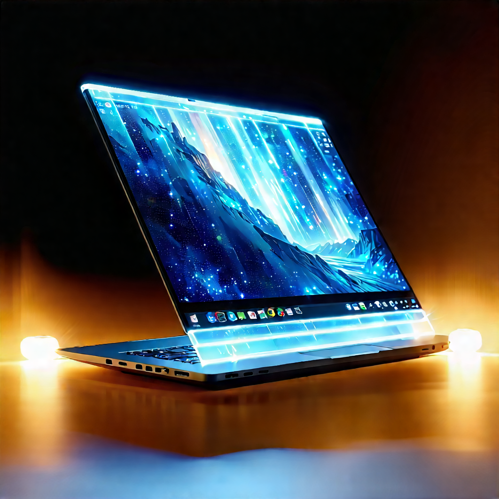 Laptop With Glowing Screen With Laptop Computer