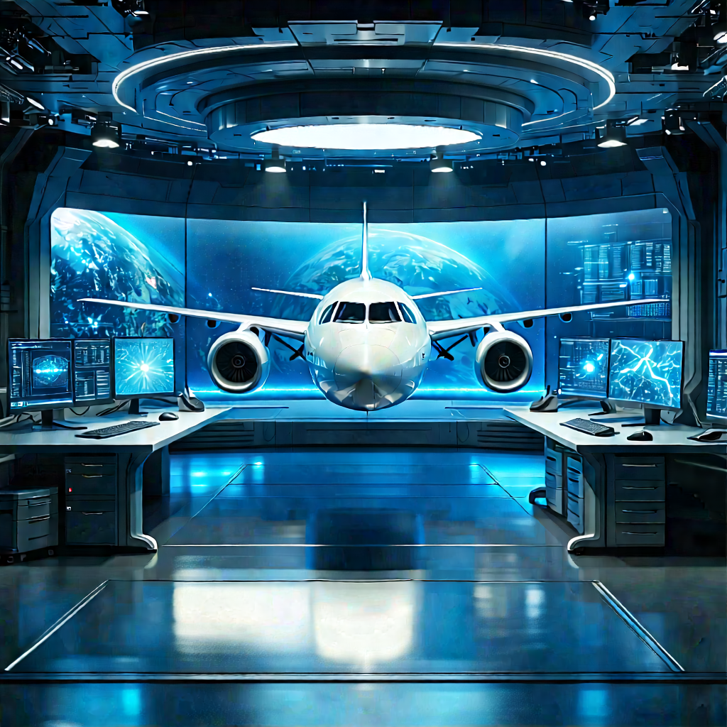Aerospace Technology In Tech Office With Large White