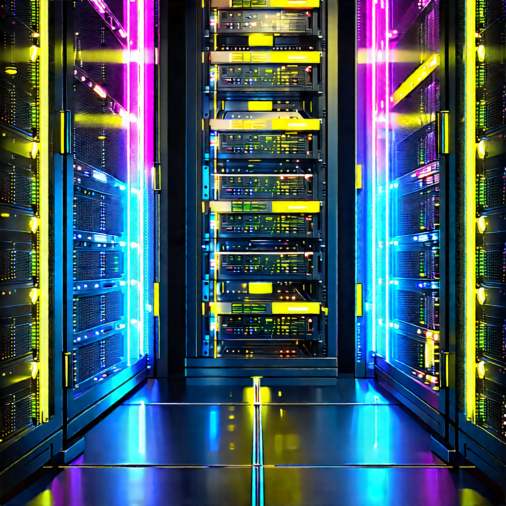 Server Rack With Neon Accents With Image, There