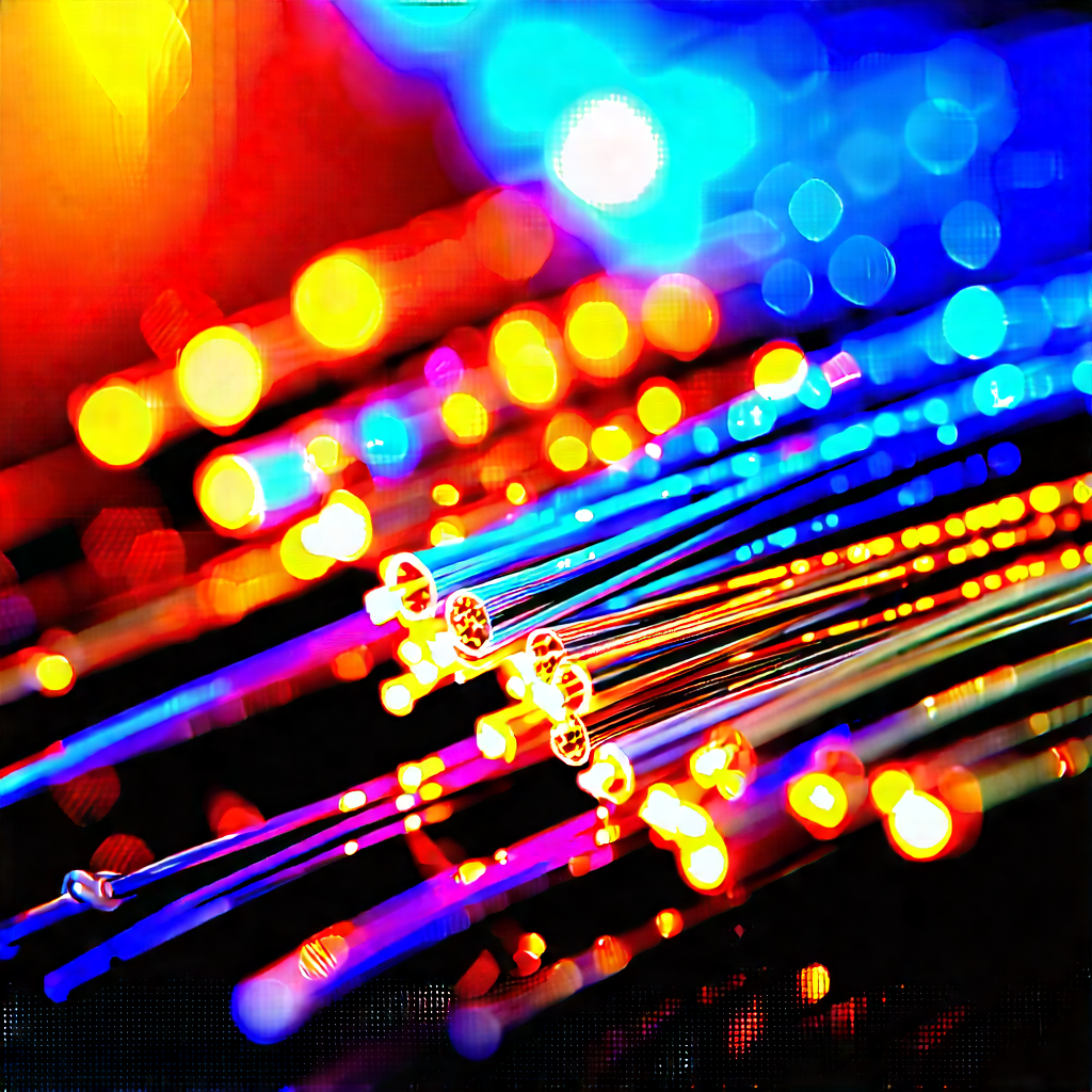 Close-up Of Fiber Optic Cables With Close-up Blue