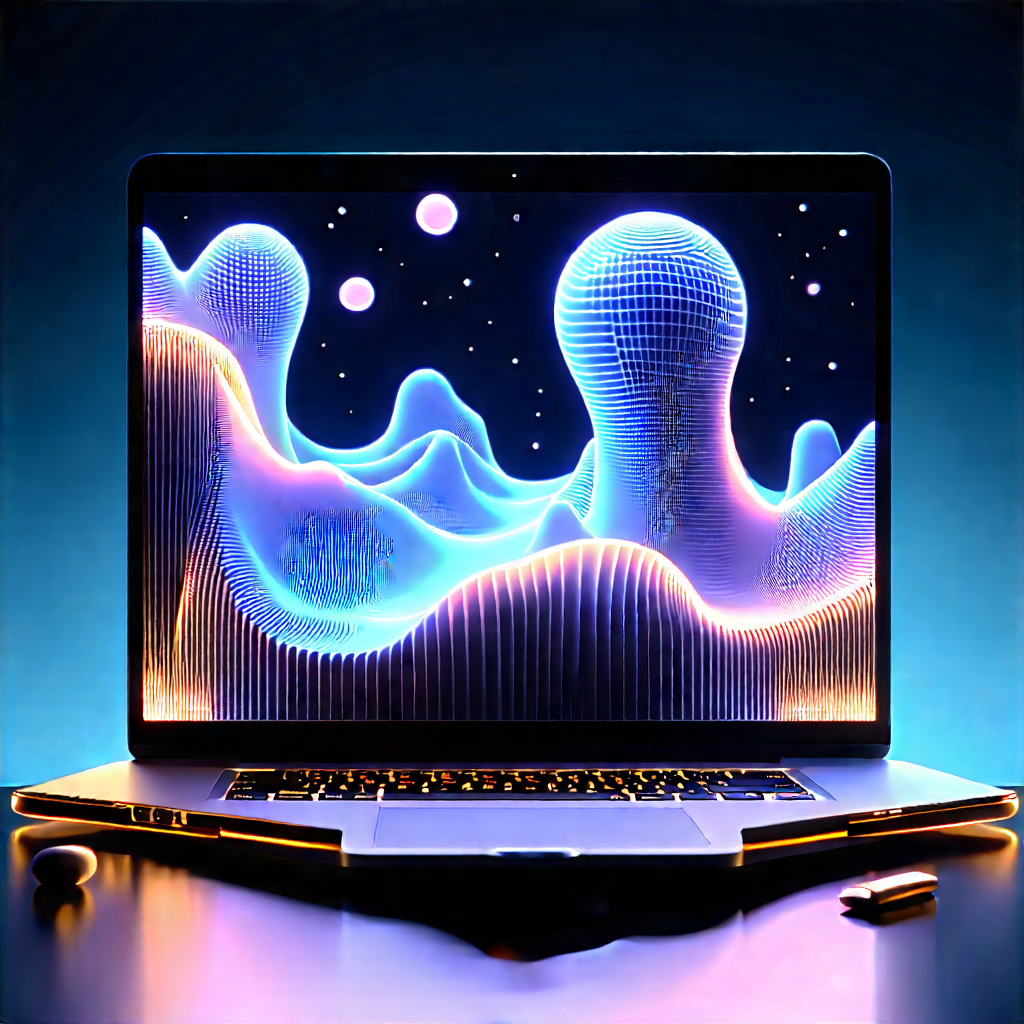 Laptop With Glowing Screen With Laptop Computer