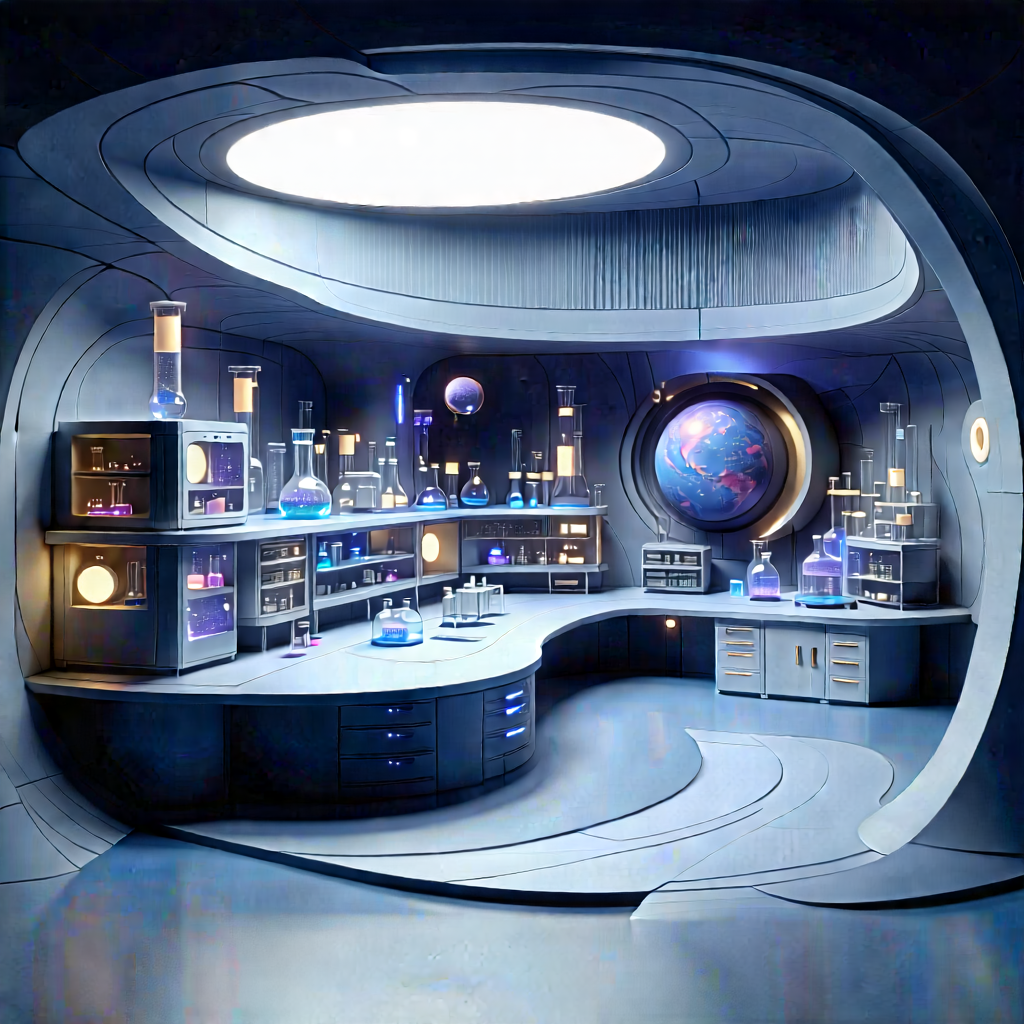 Futuristic Research Laboratory With Image, There