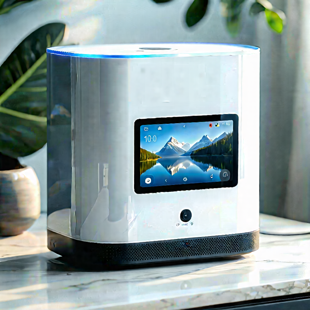 Smart Home Device With User Interface With White Speaker