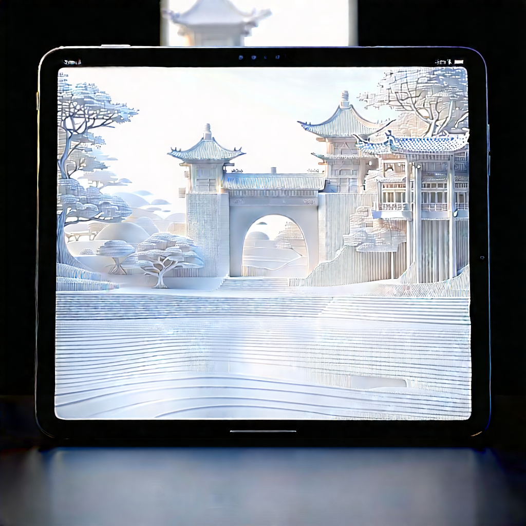 Tablet With Streaming Content With Painting Chinese