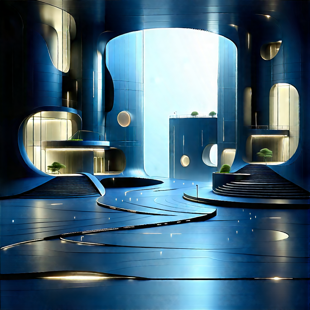 (futuristic:1.49) Innovation Hub With Black White
