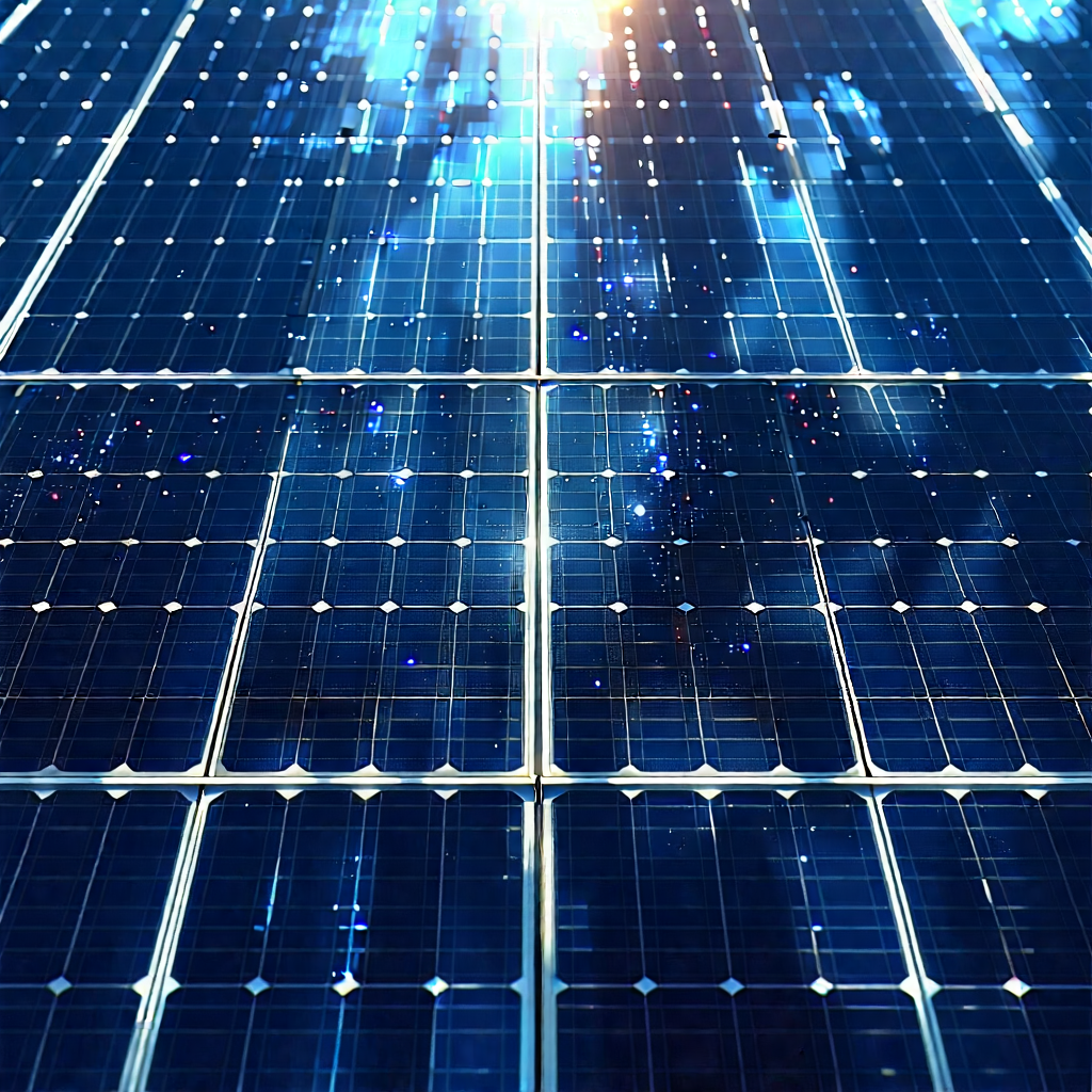 Solar panel with digital particles