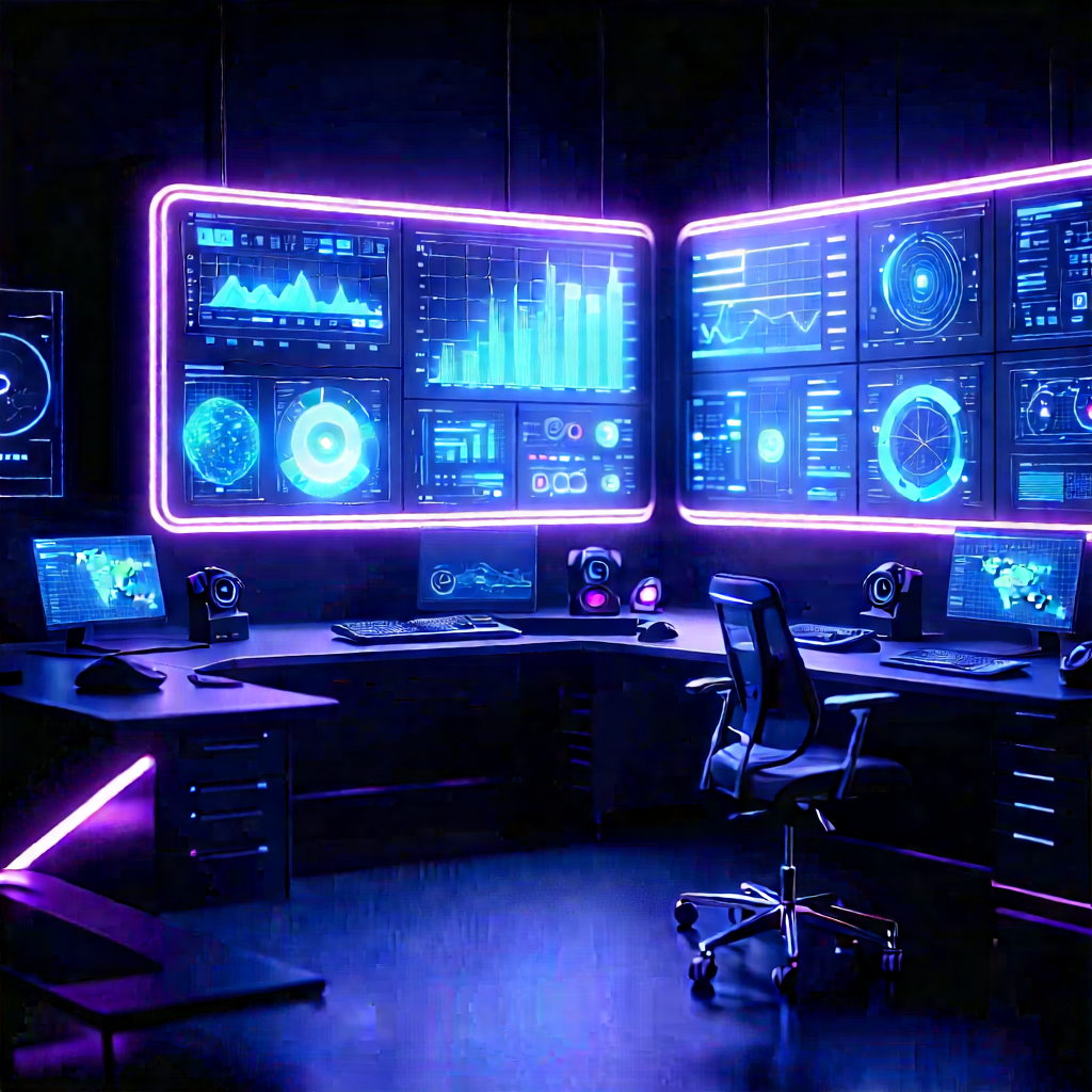 (futuristic:1.32) Digital Workspace With Image, There