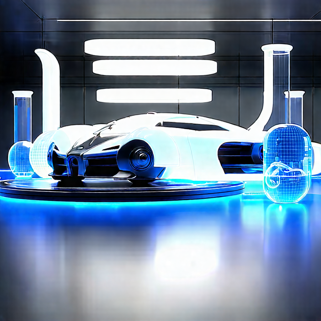 Automotive Technology In Modern Laboratory With Futuristic Blue